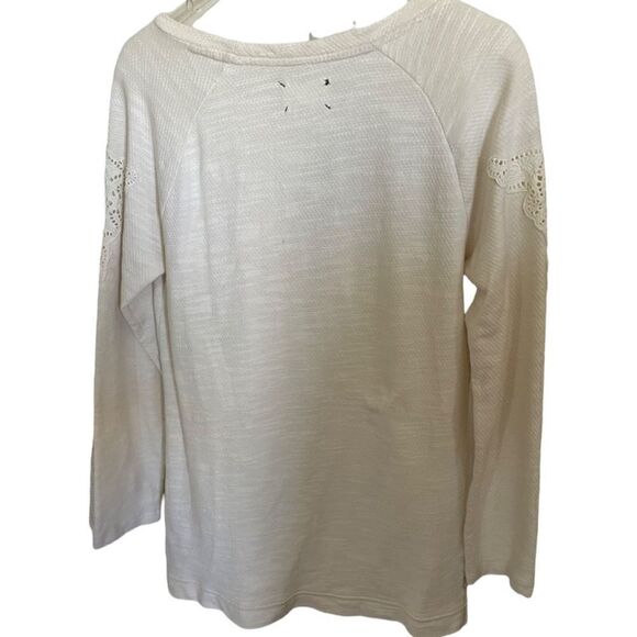 Lou & Grey Cream Color Top with floral design - Size Small - Picture 2 of 4